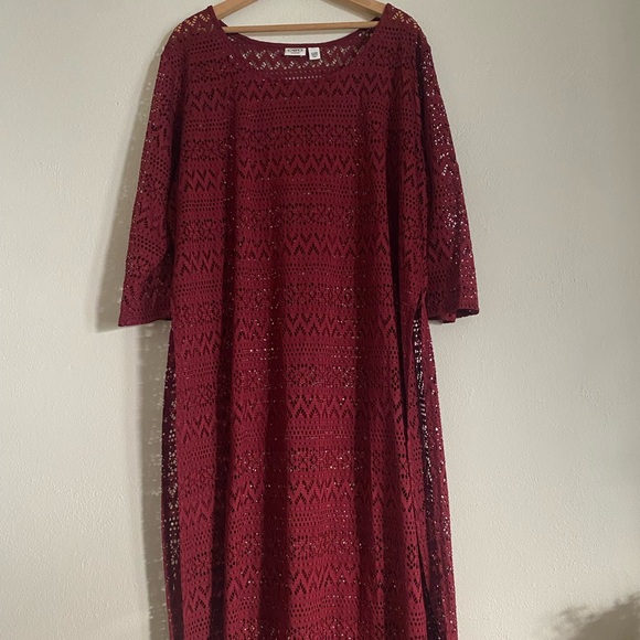 Burgundy Cato Lace Over Dress/Cover Up - Picture 1 of 6